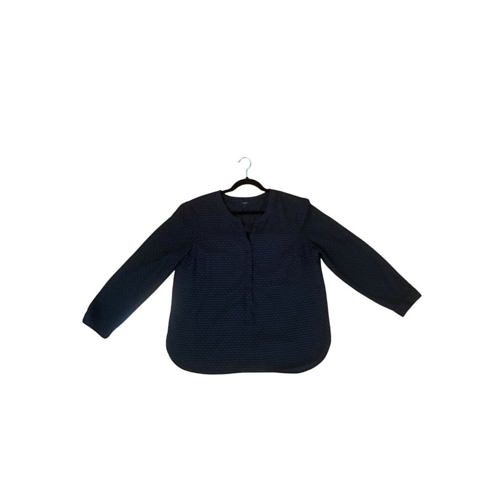 Talbots Petites Black Textured Long-Sleeve Blouse XLP